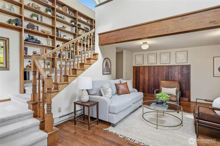 Beautiful woodwork and vaulted ceilings with huge windows let in tons of natural light to this DADU.