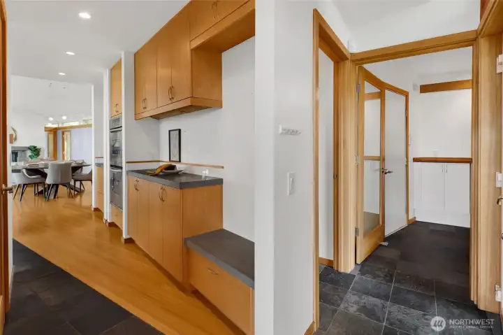 The home features many exterior doors including one to a mudroom/ butler's pantry