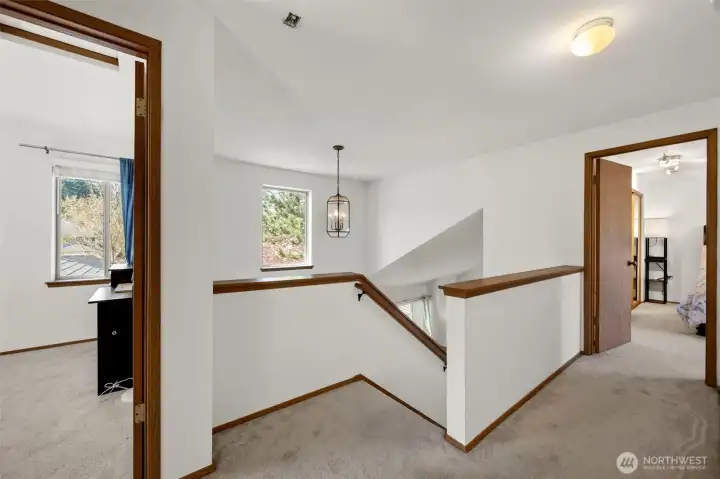 Primary bedroom completely separate from other bedrooms