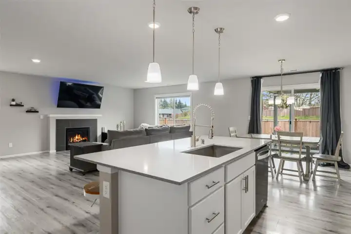 Watch the fun happen outside from the kitchen.