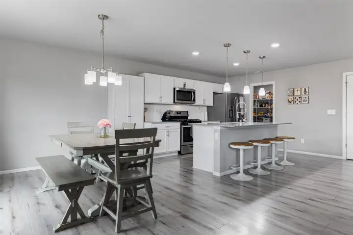 Designated dining space and counter seating.