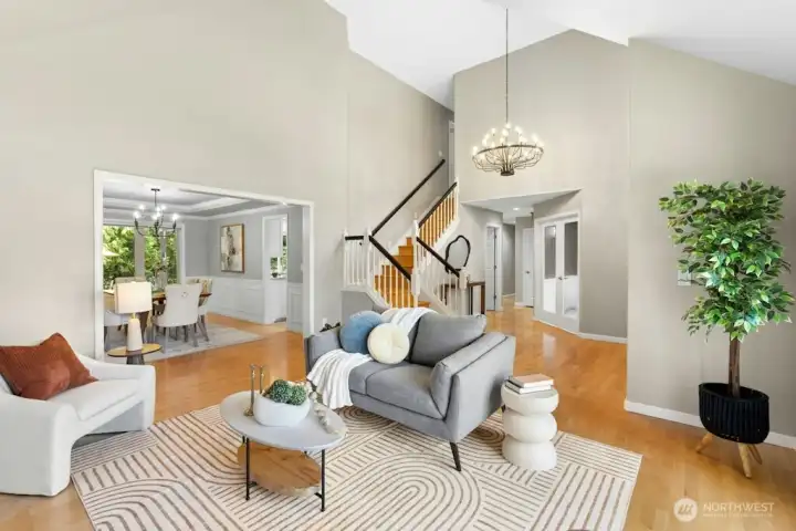 The entire main floor are maple hardwoods as well as the main staircase at the entry