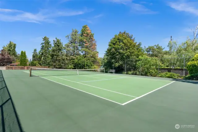 "Game, set, match!"  Take advantage of the tennis courts with some friendly competition.