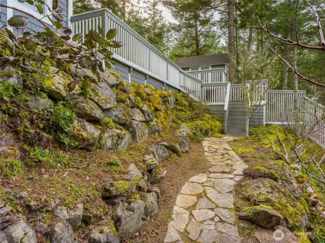 Fully fenced and terraced front yard