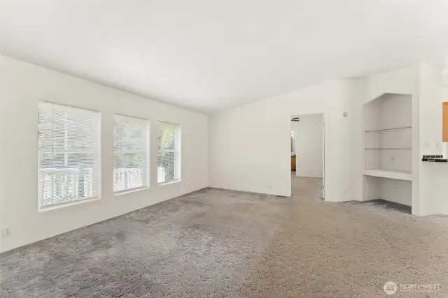 Livingroom facing wall of primary bedroom.