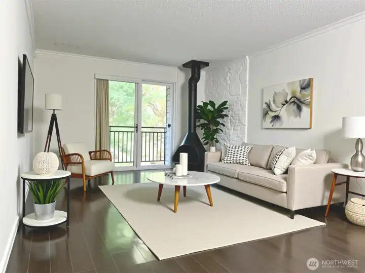 Virtually staged living room