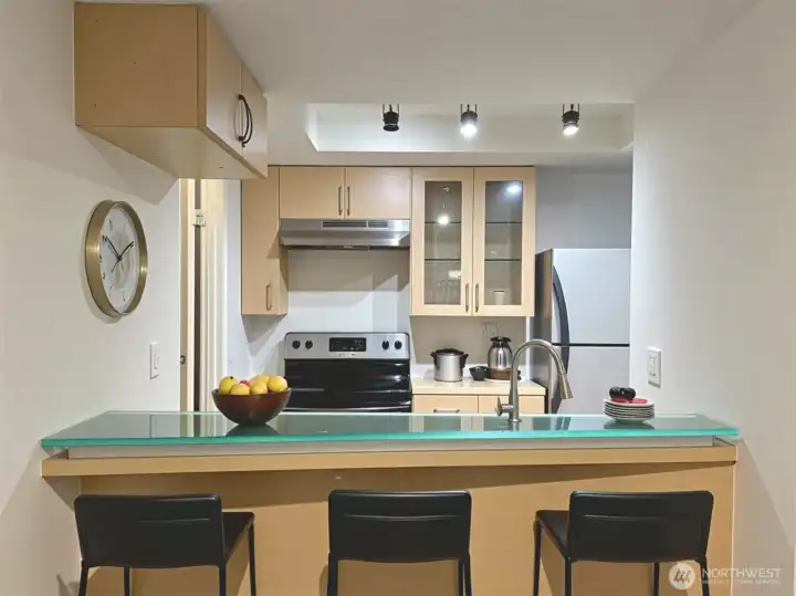 Virtually staged bar seating