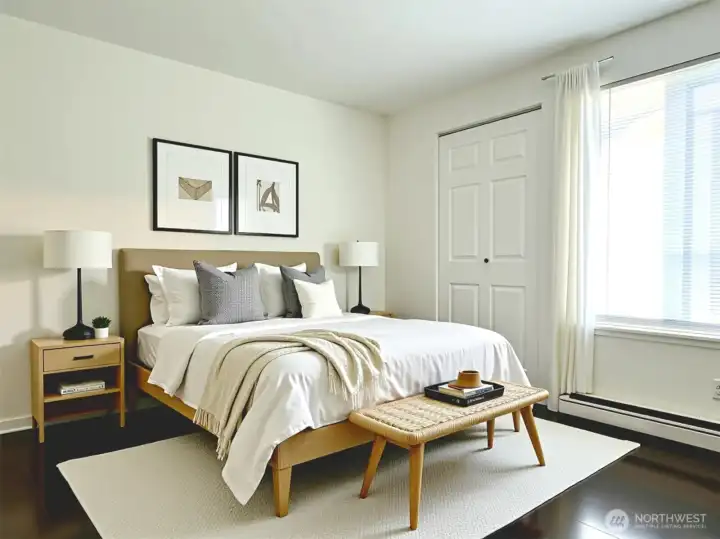 Virtually staged 2nd bedroom