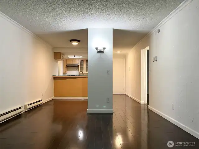 Gleaming hardwood floors through-out