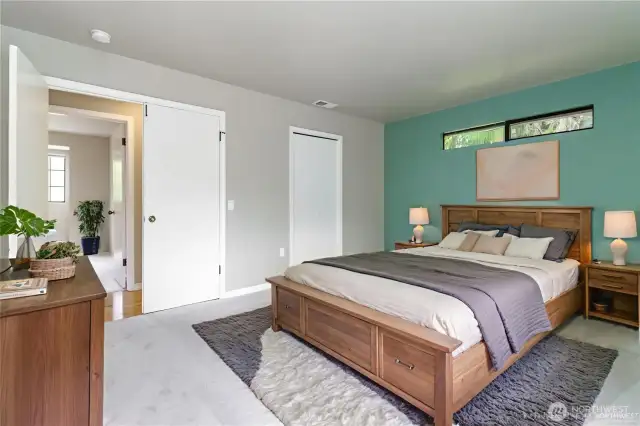 Oversized primary bedroom with walk-in closet and 5 piece bathroom