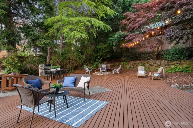 Extra-large deck on side of home.