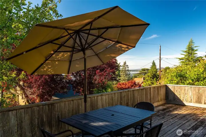 Large view deck on west side of building.