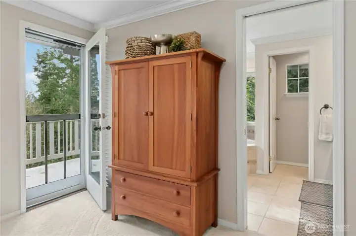 Your bedroom also opens to the upstairs deck. Easily check out the day's weather  before getting out of bed.