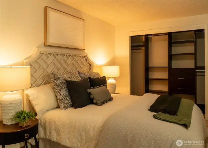 A sweet and cozy main bedroom with a closet package and attached 3/4 bath sets the tone for your mini-retreat.