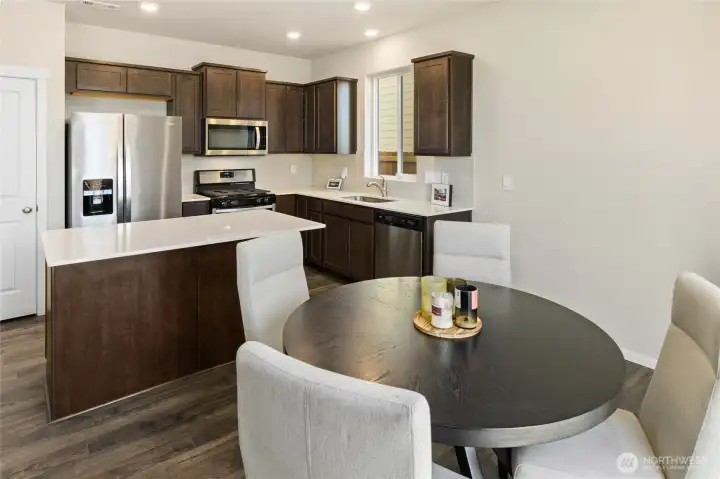 Along with the dining area there is a spacious pantry in the kitchen.