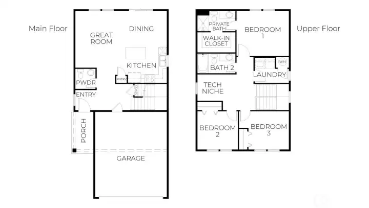 Desirable Laurel Floorplan with tech niche.