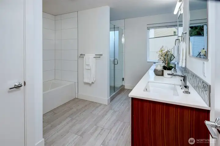 Heated bathroom floors.