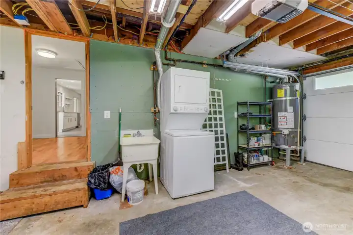 Garage with laundry area