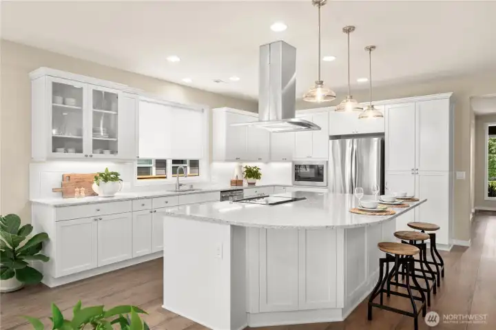 Timeless kitchen with Quartz and stunning cabinetry with crown. Timeless kitchen with Quartz and stunning cabinetry with crown.