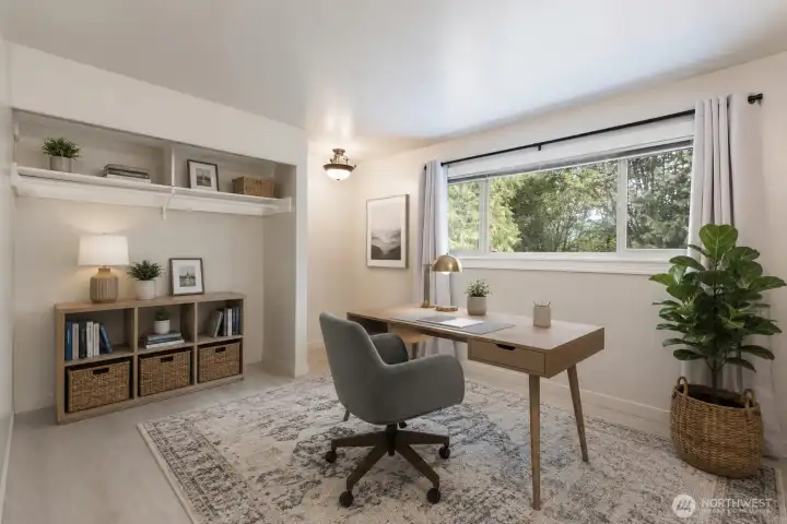Bedroom 1 on main: digital inspiration for a home office. Bedroom 1 on main: digital inspiration for a home office.