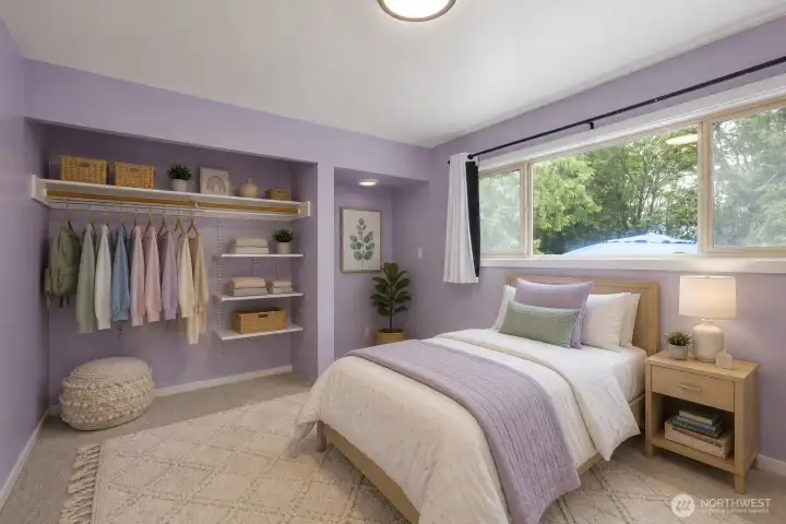 Bedroom #3 on lower level: digitally staged. Bedroom #3 on lower level: digitally staged.