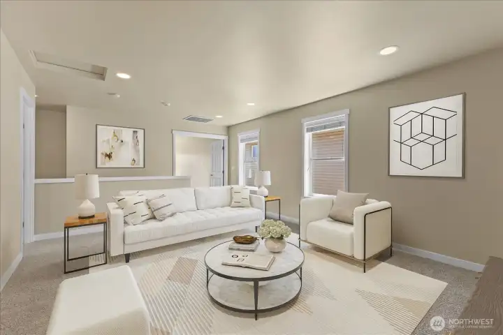 Upper floor open familyroom, Digially staged