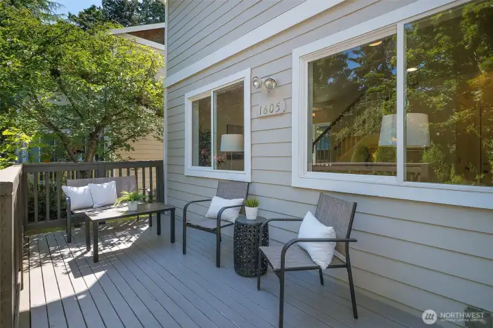 Deck off the dining room faces north so it stays nice and cool