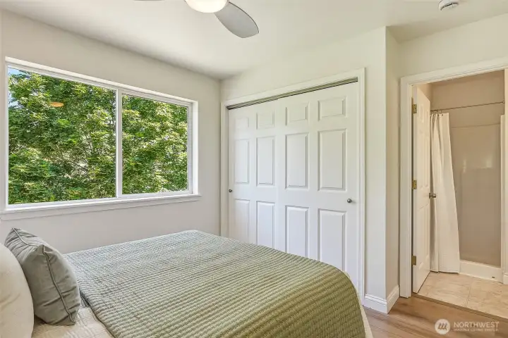 Primary Bedroom With Ensuite 3/4 Bath — A Calm Retreat Among the Trees