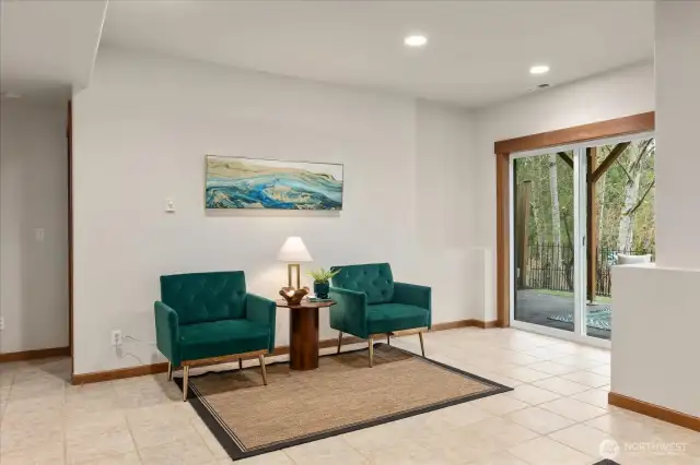 Bonus space leads out to the back yard or converted ADU Private Entry.