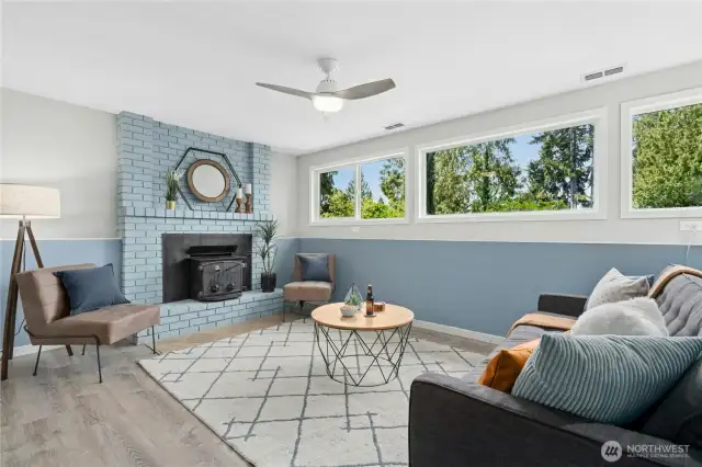 Bonus room comes with fireplace wood insert.