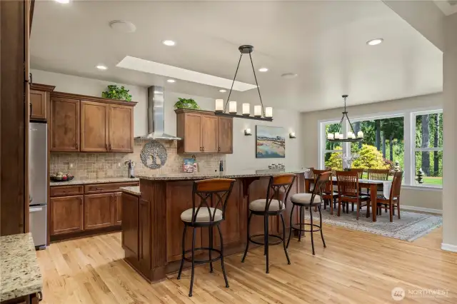 Spacious island makes meal prep a breeze and doubles as a great gathering spot