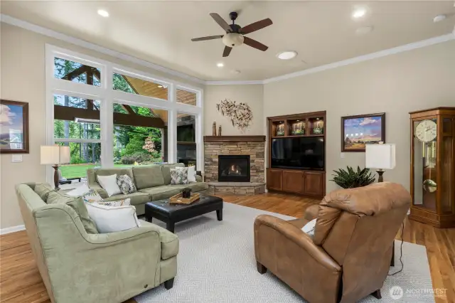 Cozy gas fireplace offers  a warm focal point in the main living area