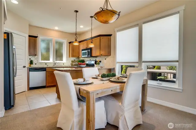 Open concept living area with breakfast bar gives so many options for dining and entertaining.  And Safeway, Fred Meyer, and Costco are all within a 10–15 minute drive.