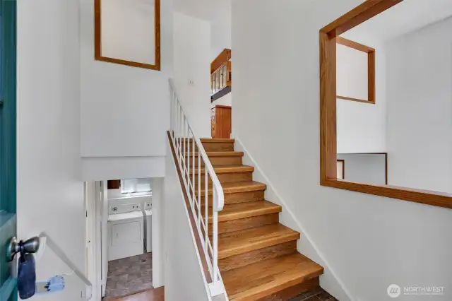 Upon entry, you are greeted by a light and bright split entry with a spacious landing and a nice open feel.