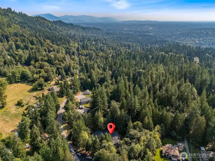 You are a part of beautiful South Tiger Mountain, with almost 14,000 acres of hiking, biking, and horse back riding trails in different sections of the mountain. From this location, you are just across the street from a trailhead.