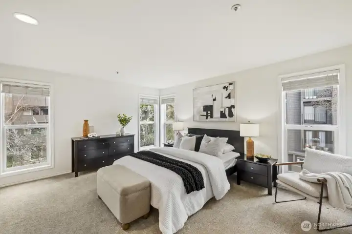 Large Light-Filled Primary BR overlooks Babbling Creek below