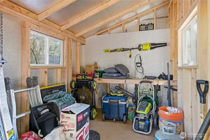 Interior of shed