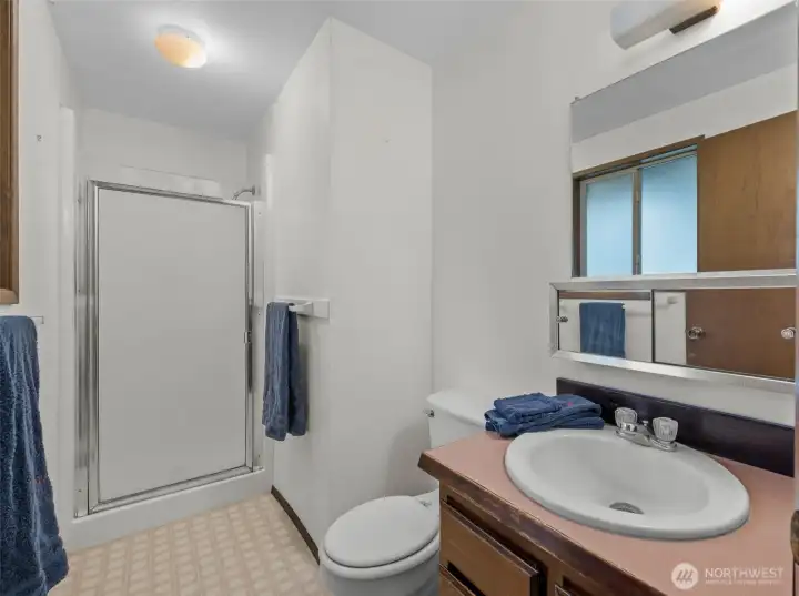 Primary bathroom with shower.