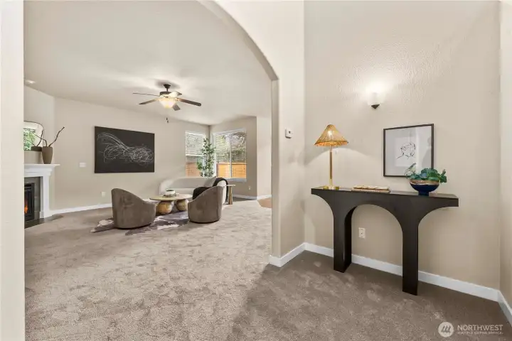 Archway to the family room