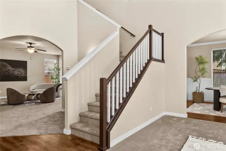 Take the staircase to the  upper rooms