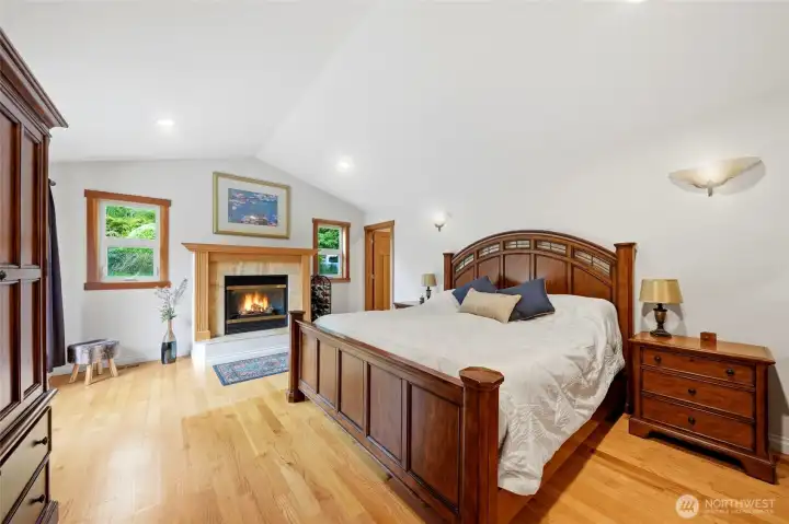 Large primary suite with propane fireplace.