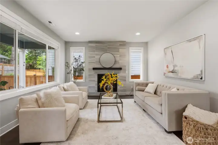 Living room with large windows and natural light