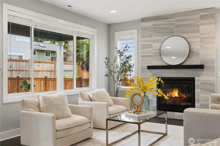 Family room with fireplace