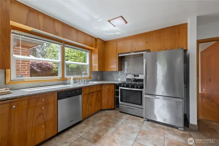 Kitchen with gas stove
