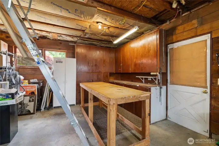 Garage with Workshop and Storage