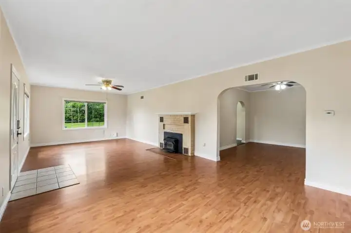 Large living room with fireplace Large living room with fireplace