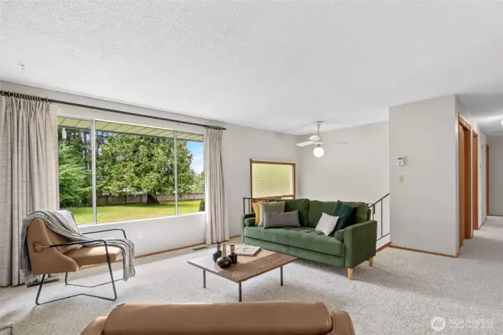 Big, west facing windows in the living room.