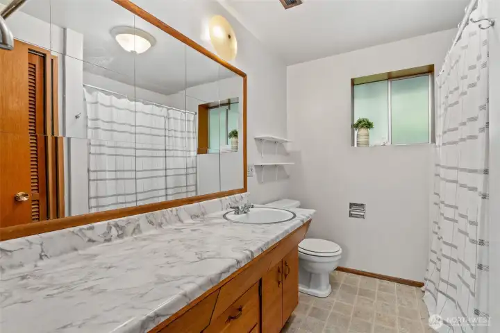3/4 bathroom downstairs.