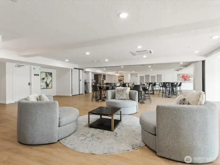 Having a large gathering? Rainier residents have exclusive access to a generous sized community room with plenty of seating, two kitchens, TVs and more! Having a large gathering? Rainier residents have exclusive access to a generous sized community room with plenty of seating, two kitchens, TVs and more!