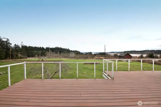 Expansive deck off the upper level.